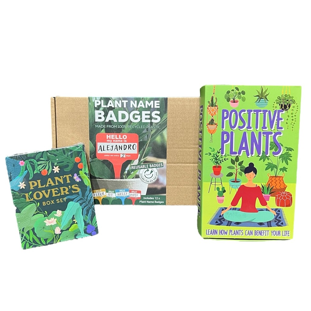 Plant Lovers Box Set w/ Positive Plant & Name Badge Sets (All 3) NWT